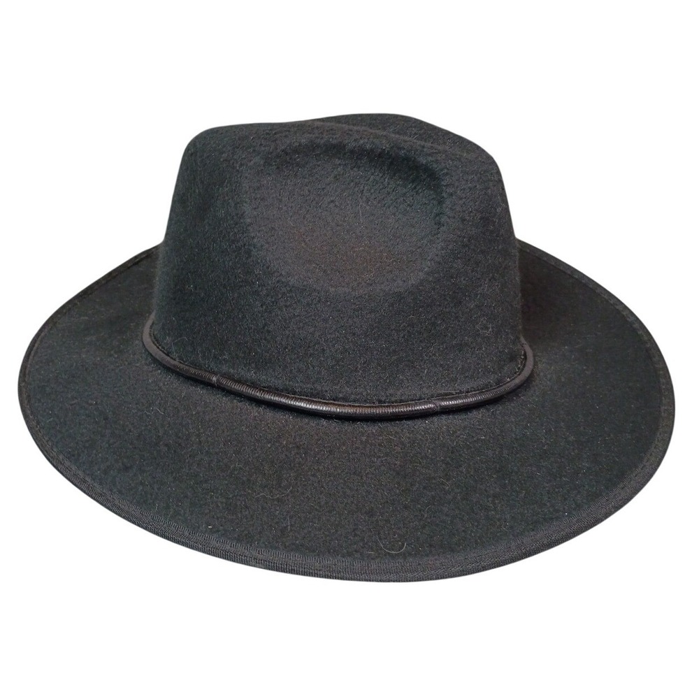 Silence + Noise Womens Medium Black Felt Minimalist Chic Fedora Hat